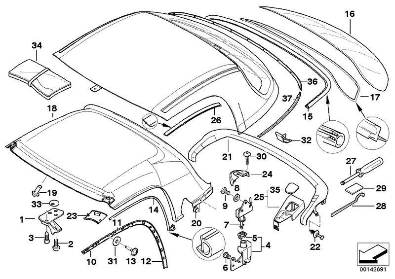 Genuine BMW Hardtop Rear Window Frame Gasket