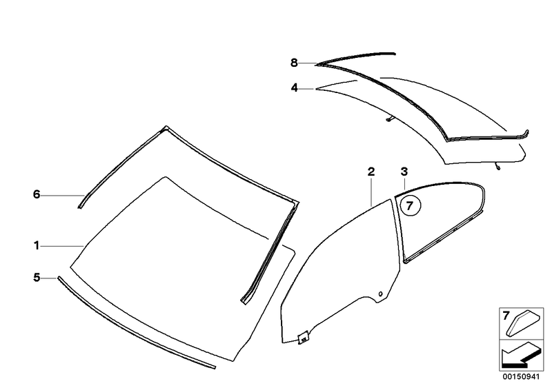 Genuine BMW Windscreen Seal Rubber Upper