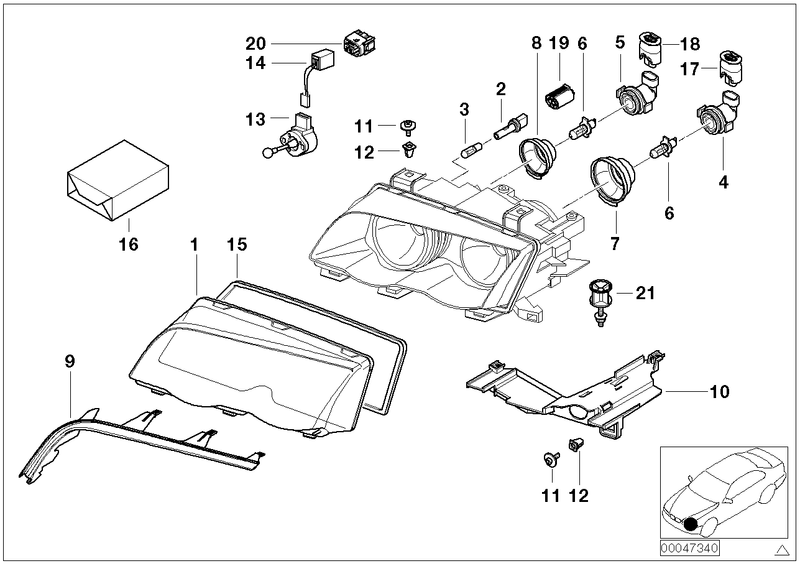 BMW Headlight Cover Lens and Rubber Gasket