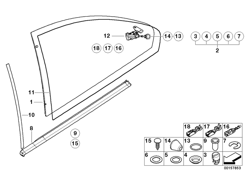 BMW Rear Window Moulding Lower Outer Right