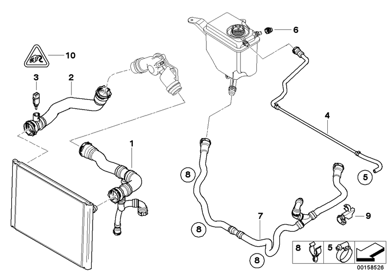 BMW Engine Radiator Coolant  Expansion Tank Hose