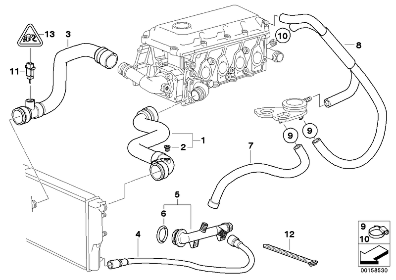 BMW Engine Coolant Radiator Water Hose