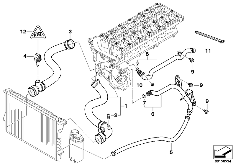 BMW Engine Radiator Coolant Water Hose