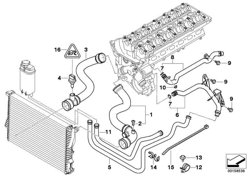 BMW Engine Radiator Coolant Water Hose