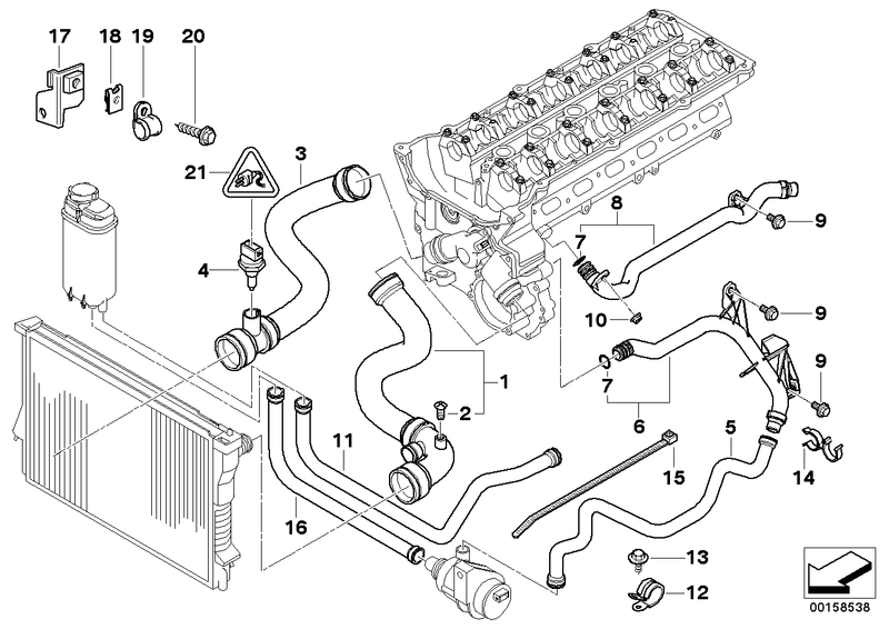 BMW Engine Radiator Coolant Water Hose