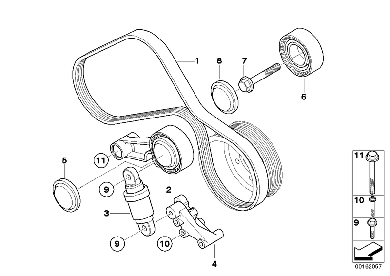 BMW Engine Tensioner Pulley V-Ribbed Belt