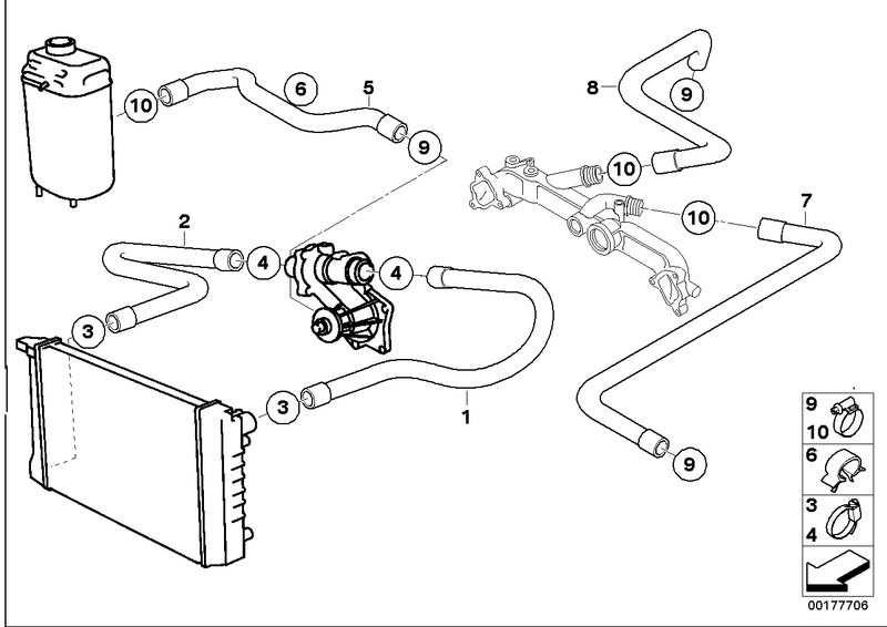 BMW Engine Radiator Coolant Water Hose