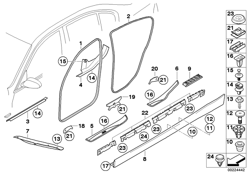 BMW Door Seal Gasket Rubber Front