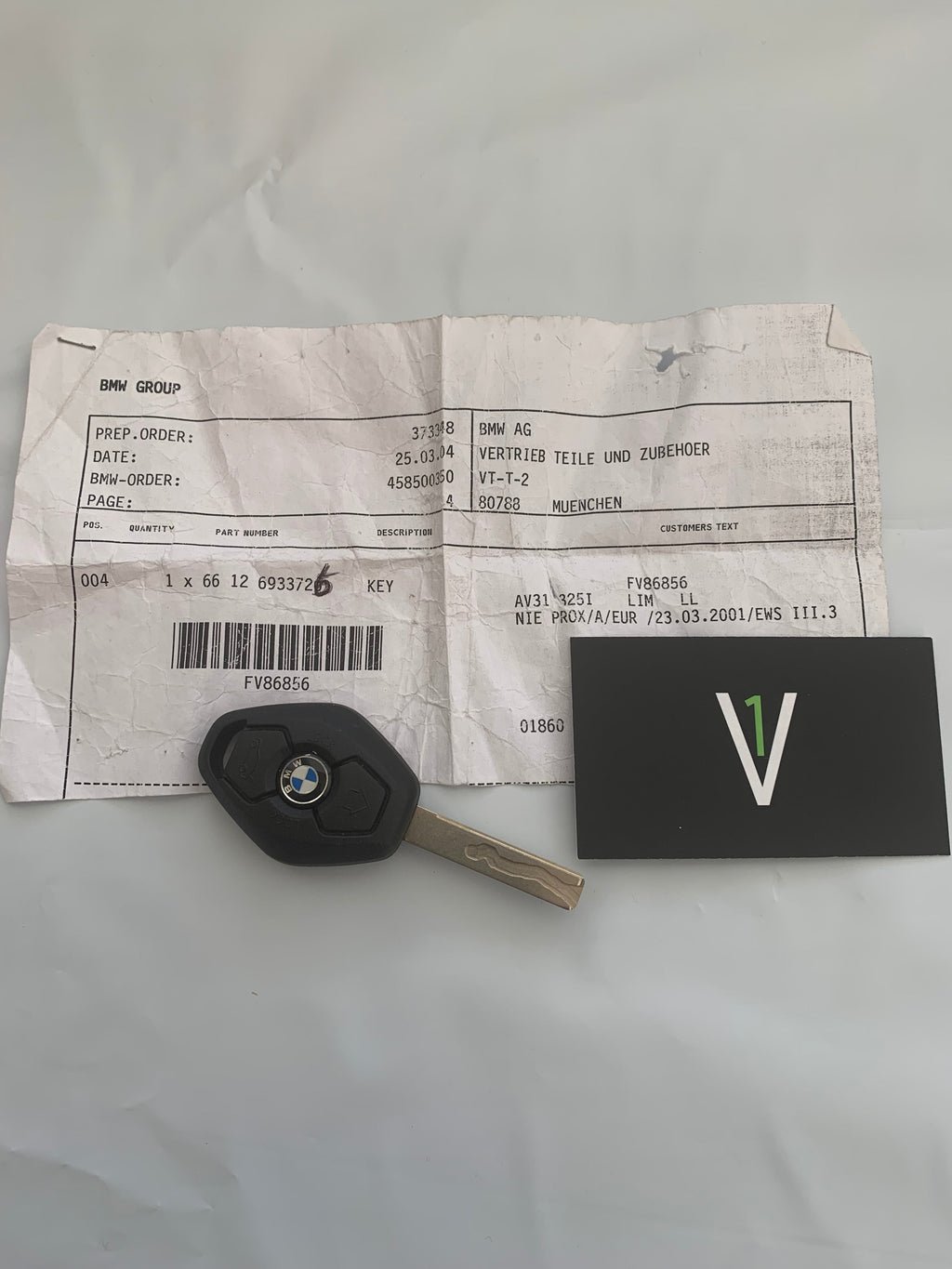 BMW Master Key with Remote Control FOB 315 MHZ 66126933726 | V1 Vehicle ...