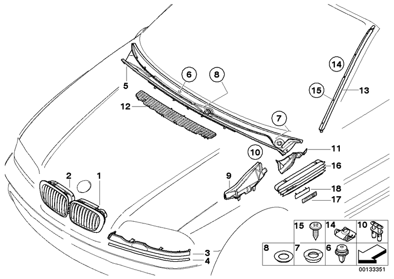 BMW Windscreen Cowl Cover Right