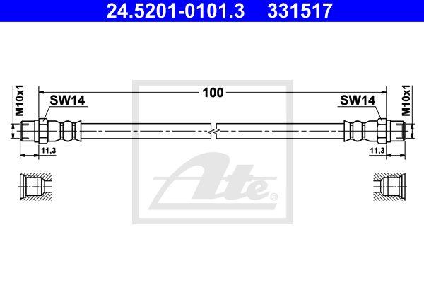 Genuine Ate BMW Brake Hydraulic Hose Right