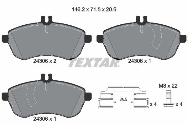 Genuine TEXTAR Mercedes-Benz Brake Pad Set Front­