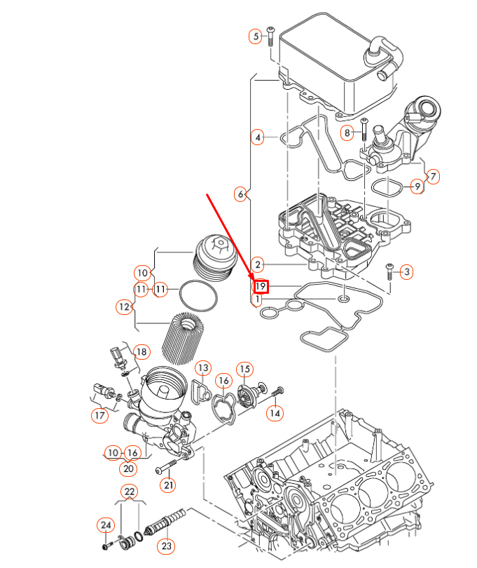 Genuine VAG Audi VW Engine Oil Cooler Gasket Seal