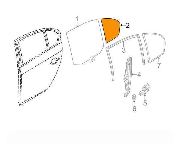 Genuine BMW Rear Door Left Side Window Fixed Green