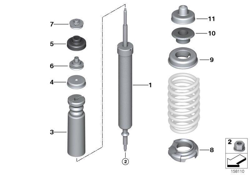 BMW Shock Absorber Damper and Dust Cover Set Rear Left and Right